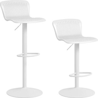 HOMCOM Homcom - Conjunto De 2 Taburetes Altos De Cocina Sillas Altas De Cocina Giratoria Con Respaldo Y Altura Ajustable Carga 120 Kg Para Bar Sal&oacute;n Comedor 