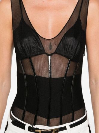 Elisabetta Franchi Womens Mesh Panelled Bodie - Black Nylon - Size EU 44 (Womens)