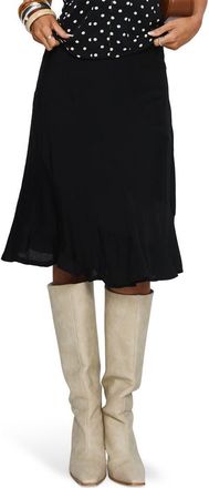 Princess Polly With Kindness Asymmetric Hem Midi Skirt in Black at Nordstrom, Size 10