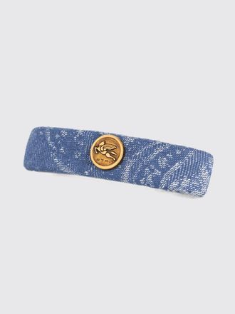 Etro Abstract Print Cotton Hair Clip with a Metal Pegaso Logo