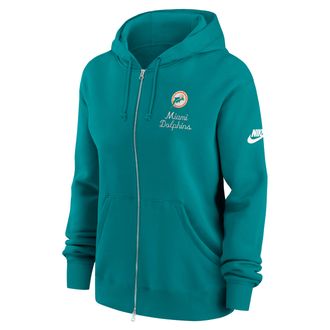 Nike Miami Dolphins Phoenix Rewind Nike Womens NFL Full-Zip Hoodie in Green | 01D64DZ9PV-AU3
