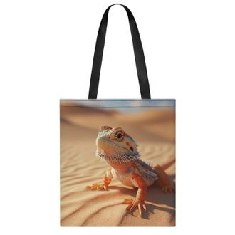 Generic Bearded Dragon in Desert Womens Tote Casual Shopping Bag Lightweight Shoulder Bags Hobos Handbag for Work Travel Daily 35x40cm