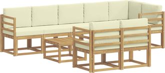 vidaXL Conjunto De Sof&aacute;s De Exterior 9 Uds. Blanco Y Crema Poli&eacute;ster Vidaxl
