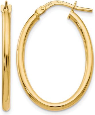 Diamond2Deal 10K Yellow Gold Oval Shape Hinged Hoop Earrings