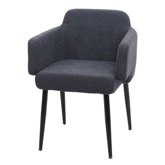 Hhg Hhg - Silla De Comedor 073, Silla Tapizada Silla De Cocina Silla Con Reposabrazos, Tela/textil Metal Mvg, Antracita