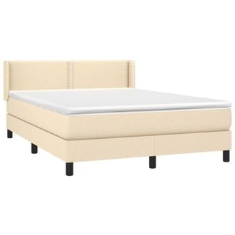 vidaXL Cama Box Spring Con Colch&oacute;n Tela Color Crema 140x200 Cm Vidaxl