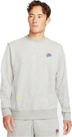 Nike Mens Nike Contrasting Colors Logo Round Neck Pullover Autumn Gray DJ6915-063