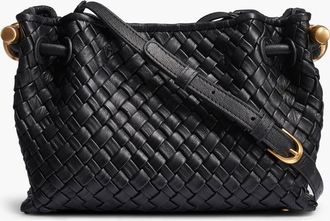DKNY Cashmere Woven Leather Crossbody Bag in Black/gold at Nordstrom