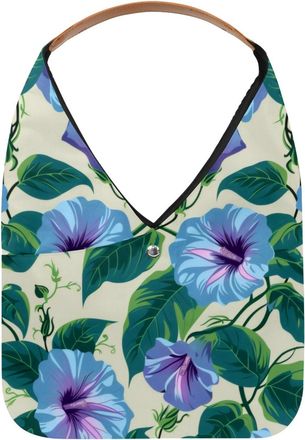 Generic Blue Morning Glory Blossoms Pattern Reusable Lightweight Grocery Bags - Foldable Into Compact Pouch, Washable & Sturdy, Multipurpose for Shopping and 