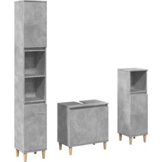 vidaXL Set Muebles De Ba&ntilde;o 2 Piezas Madera Contrachapada Gris Hormig&oacute;n Vidaxl
