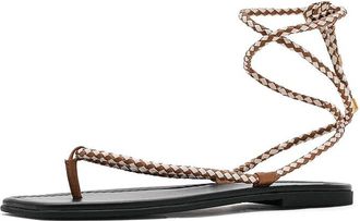 Veronica Beard Carmina Woven Cord Strappy Sandals Womens Sandals Hazelwood/Ecru : 10 M, Leather