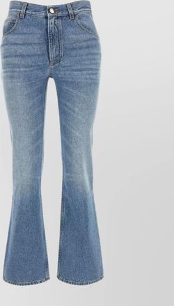 Chlo&eacute; cropped denim jeans with belt loops and flared leg
