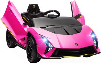 OEM Coche El&eacute;ctrico Para Ni&ntilde;os Lamborghini Autentica Con Bater&iacute;a 12v Mando A Distancia Faros Bocina Arranque Suave Y M&uacute;sica Mp3 Rosa
