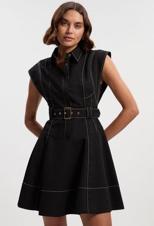 Karen Millen High Neck Mini Dress in Black at Nordstrom, Size 10