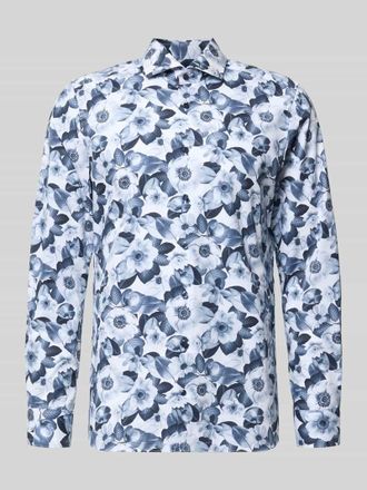 Olymp Level 5 Slim Fit Business-Hemd mit Kentkragen und floralem Muster in Marine, Gr&ouml;&szlig;e 38