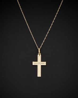Italian Gold, Inc 14K Italian Gold Diamond Cut Cross Necklace