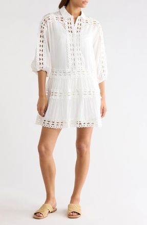 Elan Lace Trim Cover-Up Dress in White at Nordstrom, Size X-Large