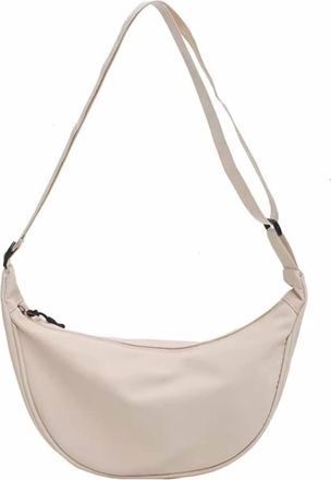 Generic Nylon Crescent Crossbody Bag for Women Men, Small Travel Sling Bag Lightweight Fanny Pack Chest Bag Shoulder Bags (White)