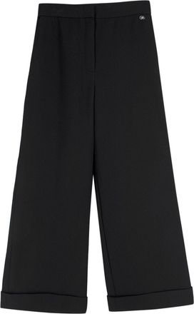 Chanel Black Wide Leg Crepe Trousers Size S