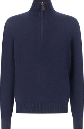 Jacob Cohen Lupetto Half-Zip Sweater - Heren - Coltruien - Blauw - XL - Wol - Truien & Vesten