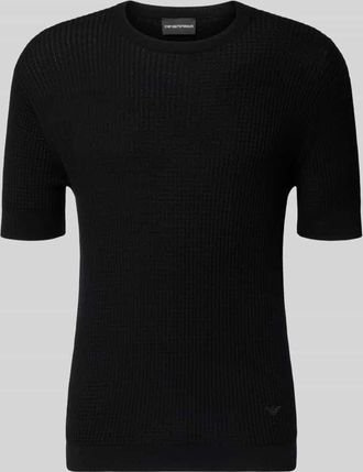 Emporio Armani Slim Fit T-Shirt mit Seiden-Anteil in Strick-Optik in Black, Gr&ouml;&szlig;e XXL