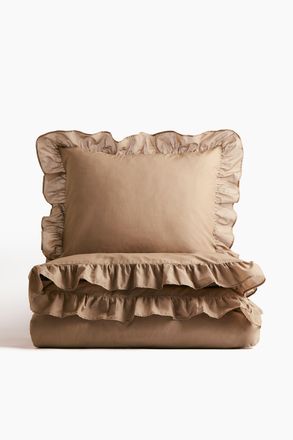 H&M Bettw&auml;sche f&uuml;r Einzelbett mit Volant - Beige