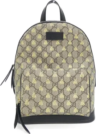 Gucci Beige Black Gg Supreme Backpack (Pre-Owned)