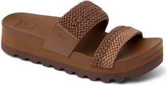 Reef Cushion Vista Hi Slide Sandal in Chocolate/Tan Braid at Nordstrom, Size 11
