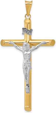 Diamond2Deal 14k Two-tone Gold Polished Crucifix Pendant