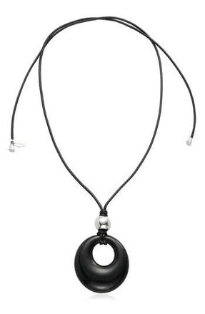 Ettika Resin Pendant Cord Necklace in Black at Nordstrom Rack