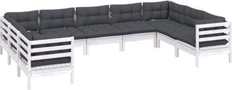 vidaXL Muebles De Jard&iacute;n 9 Pzas Con Cojines Blanco Madera De Pino Vidaxl