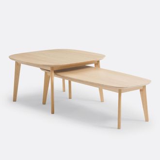 La Redoute Interieurs Set van eiken gefineerde salontafels, Janice