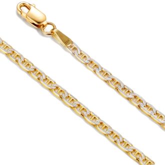 MAX + STONE Real 14K Yellow Gold Two Tone Mariner Link Chain for Women Men in 18 or 20 Inch