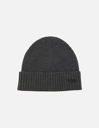 HUGO BOSS Mens Fati Beanie Hat in Virgin Wool - Grey - Size: ONE size