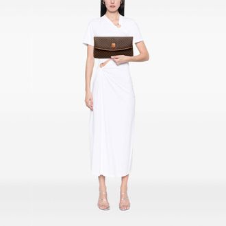 Celine Pre-owned Womens Macadam Coated Canvas Clutch - Brown Textile - One Size