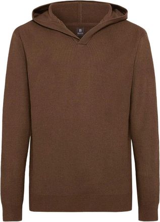 Boggi Milano Truien & Vesten, Heren, Bruin, XL, Wol, V-hals Hoodie