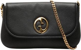 Gucci Pre-owned Vintage Double G Schoudertas - Dames - Vintage Schoudertas - Zwart - ONE Size - Leer - Vintage
