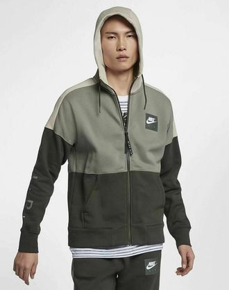 Nike Air Fleece hoodie met volledige rits voor heren Olijfgroen