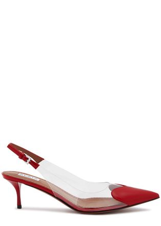 Alaia Coeur 55 Patent Leather Slingback Pumps - Red