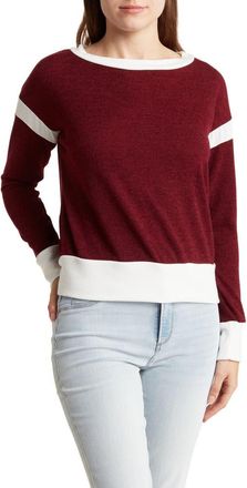 Go Couture Spring Varsity Long Sleeve Top in Black at Nordstrom Rack, Size Medium