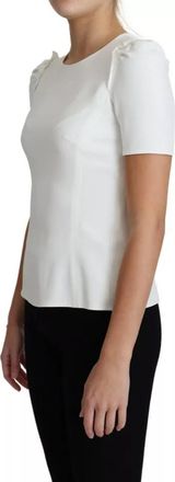 Dolce & Gabbana White Viscose Stretch Short Sleeves Blouse Womens Top (Pre-Owned)
