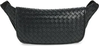 Bottega Veneta Veneto Intrecciato Leather Sling Bag in Black-Vintage Silver at Nordstrom