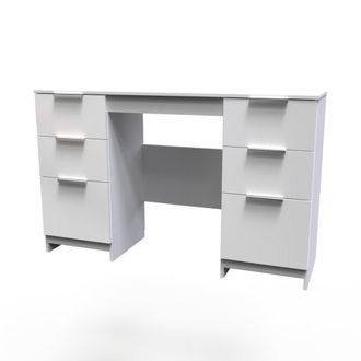 Welcome Furniture Paris Ready Assembled Double Pedestal Desk with 6 Drawers - White Matt & White - Welcome Furniture | TJ Hughes