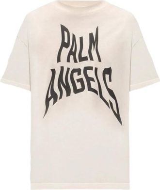 Palm Angels Tops > T-Shirts - Heren - T-shirts - Beige - M - Katoen - Tops