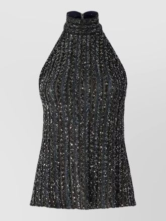 Missoni striped sequin sleeveless halterneck top