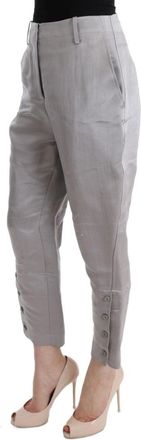 Ermanno Scervino Womens Gray Silk Cropped Casual Pants