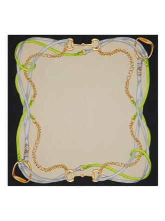 Gucci GG-print chain scarf - women - Silk - One Size - Green