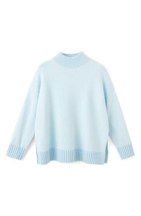 Mango Mock Neck Side Slit Sweater in Sky Blue at Nordstrom, Size X-Small