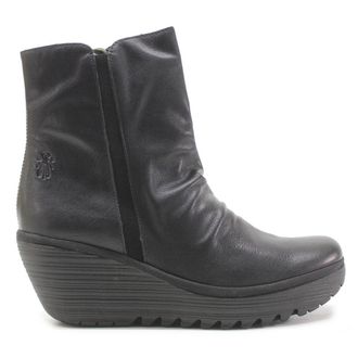 FLY London YOPA461FLY Leather Womens Zip Up Boots - Black - Size:UK 6