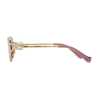 Miu Miu 0MU52YS-5AK06S54 Oval Acetate Sunglasses - Gold